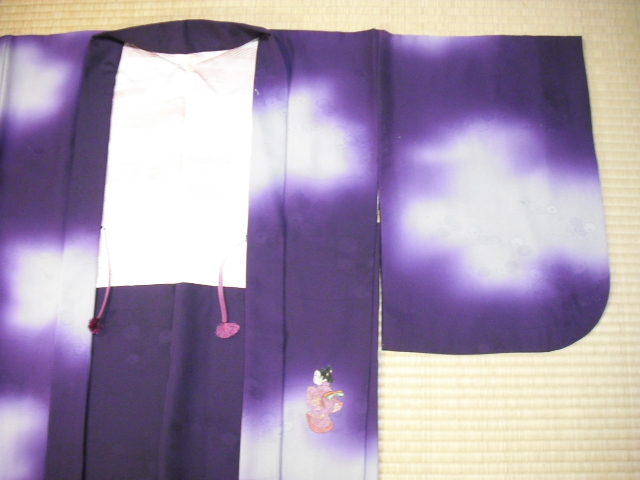 紫色ぼかし染め刺繍羽織