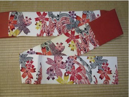桜模様の　半巾帯